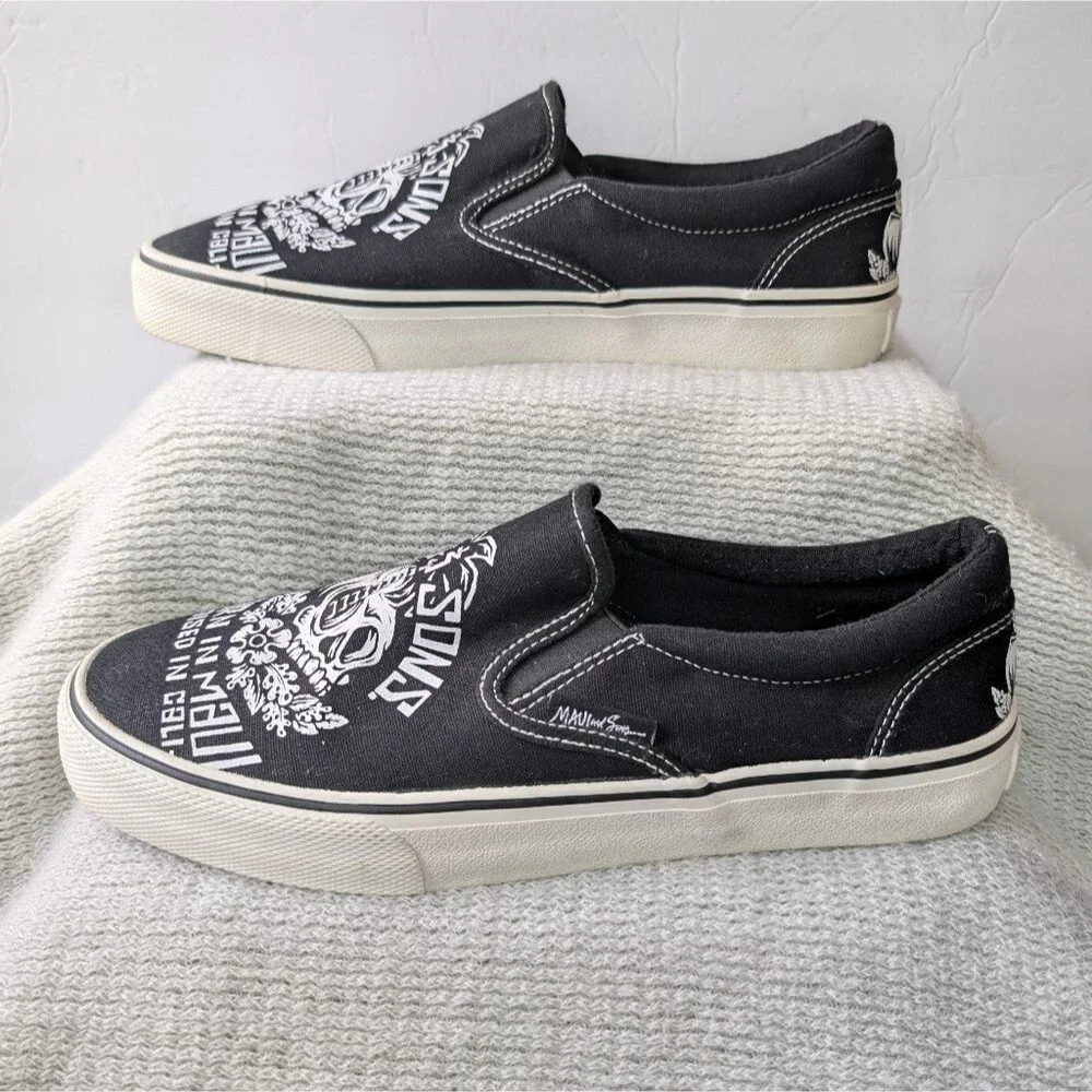 Maui and Sons Slip On Canvas Shoes Skull 9.5